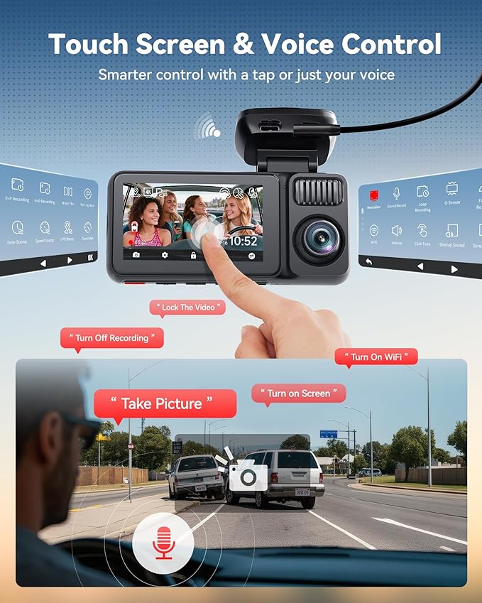REDTIGER F17 Plus 4 Channel Dash Cam,STARVIS 2 IMX675, 360° Inside & Outside Recording, 2.7K Front + 1080P Cabin & Rear, 5.8G