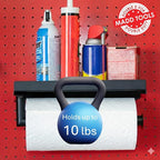 Pegboard Paper Towel Holder and Shelf, Peg Board Accessory Kit with Heavy Duty Pegboard Hooks for Garage Workshop Craft Room,
