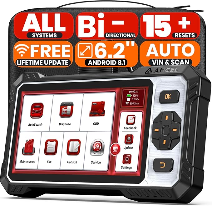 ANCEL FX6100 OBD2 Bidirectional Scan Tool, All Systems Car Diagnostic Scanner with Active Test for All Vehicles, 15+ Resets,