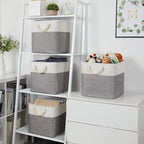 Temary Fabric Baskets 12 Inch Storage Cubes Basket with Handle, Clothes Baskets for Gift, Large Bins for Organizing Books, Bl