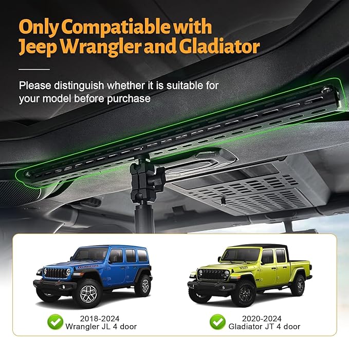 MAIKER Backseat Tablet Holder, Adjustable Hanging iPad Holder Mount Compatible with 2018-2025 Jeep Wrangler JL & 2020-2025 Gladiator JT, Road Trip Essentials for Kids for 4.92‘’~9.25’’ Devices Black