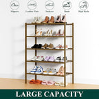 Smiry Shoe Rack, 5 Tier Thick Bamboo Shoe Organizer, Stackable Free Standing Wooden Shoe Storage Shelf for Closet, Entryway, 