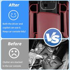 Kwak's 2 Pack Car Seat Gap Filler Organizer, Multifunctional Universal Storage box with Cup Holder for Phone, Glasses (Red)
