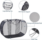Seiritex Mesh Popup Laundry Hamper 3 Compartment Sortable Horizontal Collapsible Laundry Basket for Clothes Laundry Room Bedr