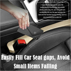 2Pcs Car Seat Gap Filler PU Leather, Auto Crevice Catcher Drop Blocker to Fill The Side Seat and Console Gap, Universal Vehicle Interior Accessories for Car, SUV, Truck (Beige)