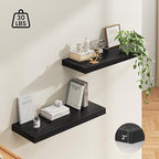 Dreamland 36" Floating Shelves for Wall, 12" Deep Thicker Black Floating Shelves, Wall-Mounted Shelves for Bedroom, Living Ro