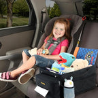 Car Seat Organizer-Car Organizer Front Seat Back Seat,Car Organizers and Storage,Passenger Seat Organizer with Lid Tissue Box Cup Holder (Grey) (Black)