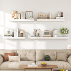 Dreamland 40" Floating Shelves for Wall, 12" Deep Thicker White Floating Shelves, Wall-Mounted Shelves for Bedroom, Living Ro