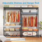 Ulif H4 Portable Closets, 4-Tier Metal Clothes Garment Rack for Bedroom and Cloakroom, Clothing Closet Storage and Organizer 