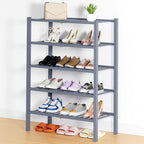 Smiry Shoe Rack, 5 Tier Thick Bamboo Shoe Organizer, Stackable Free Standing Wooden Shoe Storage Shelf for Closet, Entryway, 