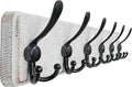 Dseap Coat Rack Wall Mounted - 24" Long 6 Tri Hooks, Heavy Duty Wooden Wall Coat Hanger Coat Hook for Clothes Hat Jacket Clot