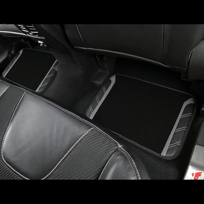 CAR PASS Leather Steering Wheel Cover and Waterproof Car Floor Mats,Microfiber Universal Car Combo Fit for 95% Sedan,SUV,Cars