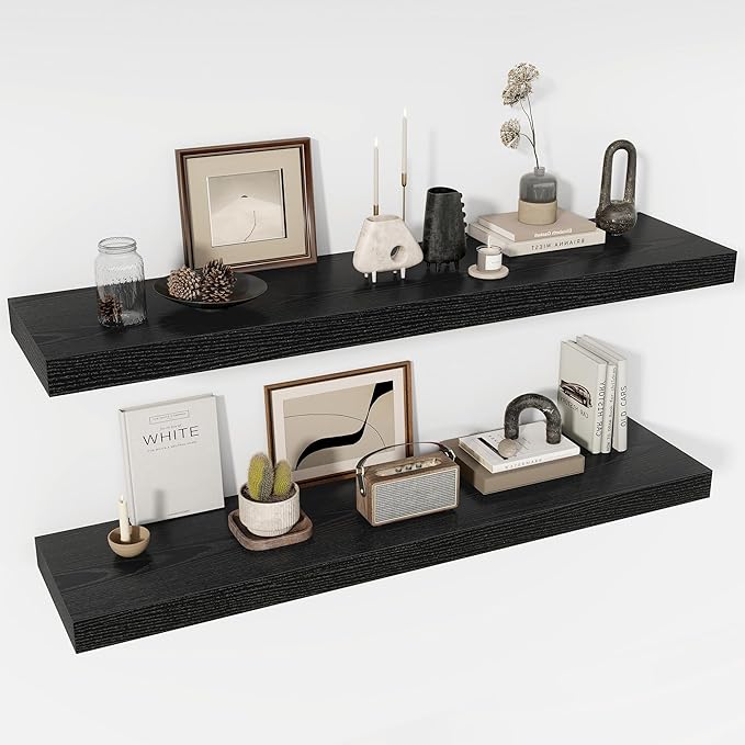 48 Inch Floating Shelves, 12" Deep Floating Shelf Wall Mounted, 48" Wall Shelves, Rustic Deep Bookshelf, Extra Deeper & Thick