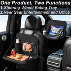 GMQ Backseat Car Organizer with Detachable Steering Wheel Tray 1 Pack,Car Back Seat Laptop Desk, Multifunctional Food Tray,Back Seat Car Storage & Tablet Holder for Kids (Black, 1PC)