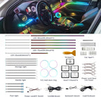 Acrylic Interior Car LED Strip Lights, Colorful 22-in-1 Car Ambient Lighting Kit, with APP Control, 622 LED Fiber Optic Strip Lights for Cars, Supports Neon Sync with Music DIY Mode.