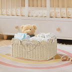 HBlife Large Baby Diaper Caddy, Paper Rope Storage Baskets Nursery Bin with Removable Divider, Portable Car Organizer for Dia