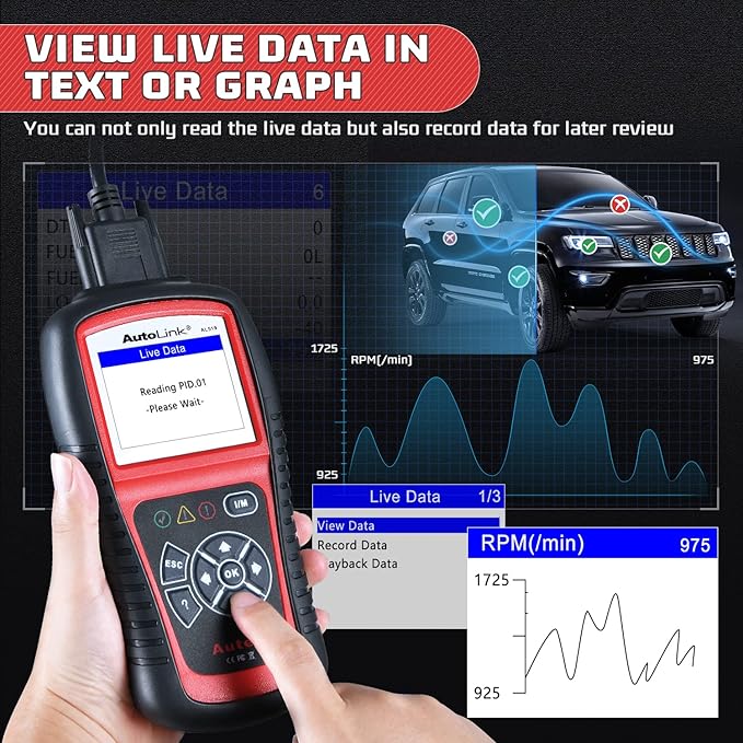 Autel AutoLink AL519 OBD2 Scanner Enhanced Mode 6 Car Diagnostic Tool Check Engine Code Reader CAN Scan Tool, Advanced Ver. of