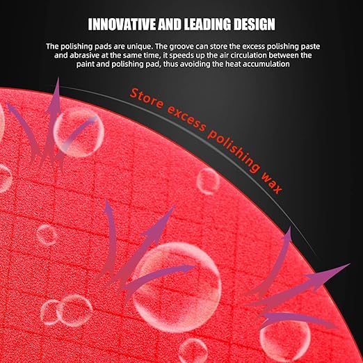 Red T10 Ultra-Fine Finishing Pad, 3Pcs 5.5 Inch Buffing Polishing Pads for 125mm Backing Plate Compound Buffing Sponge for Car Buffer Polisher Compounding, Polishing and Waxing-FPTSS5R-3