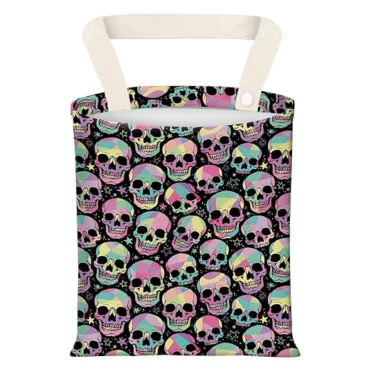 Hanging Car Garbage Bag, Cute Car Trash Can Bag, Automotive Accessories for Women Men Colorful Human Skull Star