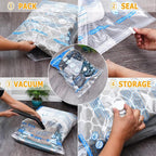 Vacuum Storage Bags, Small Space Saver Sealer Bags, Airtight Compression Bags for Clothes, Pillows, Comforters, Blankets, Bed
