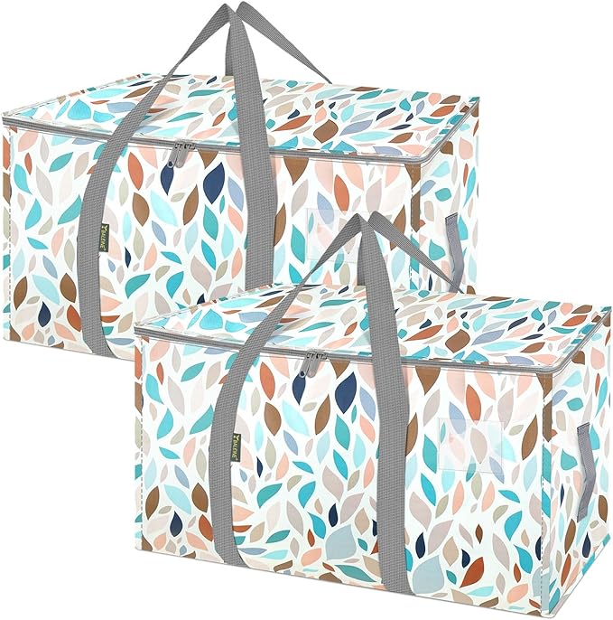 BALEINE 2-Pack Oversized Moving Bags with Reinforced Handles, Heavy-Duty Storage Tote for Clothes, Moving Supplies (Mosaic, 2