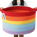 115L Large Blanket Basket,23.6" L x 23.6" W x 15.7" H Rope Woven Baskets with Handles, Toys Storage Bins,Laundry Basket Perfe