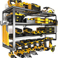 YYR 4 Layer Power Tool Organizer Wall Mount, Cordless Drill Hanger Storage Rack, Battery Tools Holder with Charging Station S