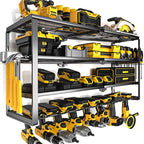 YYR 4 Layer Power Tool Organizer Wall Mount, Cordless Drill Hanger Storage Rack, Battery Tools Holder with Charging Station S