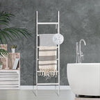 6-Tier Blanket Ladder Wooden,100% Pine,Towel Holder Rack with Anti-Slip Construction,Home Decor,Easy Assembly (Vintage White)