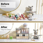 Prsildan Acrylic Drawer Makeup Organizer with 4 Drawers, Set of 2 Office Desk Organizers Accessories, Clear Stackable Storage