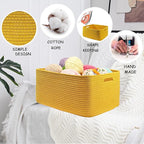 COMFY-HOMI 3 pcs Large Storage Baskets for Shelves, Laundry Basket, Woven Rope Basket, Closet Organizer Bins for Clothes Blan