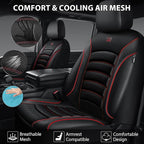 CAR PASS Comfortable 3D Foam Mesh Leather Car Seat Covers Full Sets, Air Cool Mesh Breathable Seat Covers for Car, Universal 