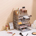 Sorbus Acrylic Makeup Organizer Set, 6-Drawer Vanity & Countertop Cosmetic Storage with Small & Wide Compartments, Glitter Ma