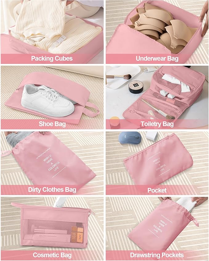 Packing Cubes 10 PCS, Mesh Breathable Luggage Organizers Bags, Packing Organizers, Durable Travel Essentials Bags Set, Travel