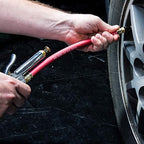 Steelman Straight Air Chuck Tire Inflator with Built-in Gauge and 12-inch Hose, Measures 10-90 PSI, Push-on Chuck, Steel Casing with Brass Fittings