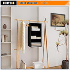 Hanging Closet Organizer - 3-Shelf, Easy Mount Foldable Wardrobe Storage Shelves for Clothes, Handbags, Shoes & Accessories -