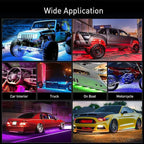 Nilight 4Pcs Car Underglow Neon Accent Strip Lights 256 LEDs RGB Multi Color DIY Sound Active Function Music Mode with APP Control and Remote Underbody Light Strips