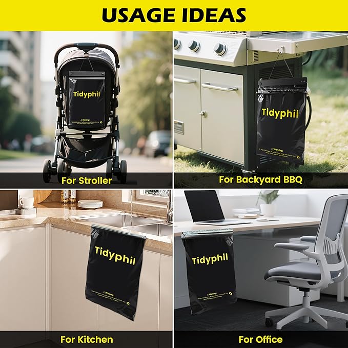150 PCS Disposable Car Trash Bags Hanging, Leak-proof, Odor Seal. 2 Gallon Car Garbage Bags, Big Capacity. Independent of Car Trash Can, Easy Stick-On Car trash Bin for Car, SUV, Truck, Stroller.Black