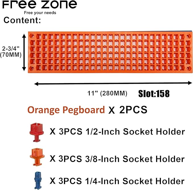 FREE ZONE Bit Organizer Set (Orange) – 158-Hole Bit Storage – 1/4" Hex Bits & Drive Bits Adapter Storage – Toolbox Storage (T