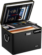 Fireproof Document Box with Fireproof Zipper,Hard Case Fireproof File Box with Lock,Insulated Non-Foldable Fireproof File Cab