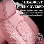 Coverado Car Seat Covers Full Set, Pink Leather Seat Covers for Cars, Universal Waterproof Car Seat Cover, Luxury Front and B