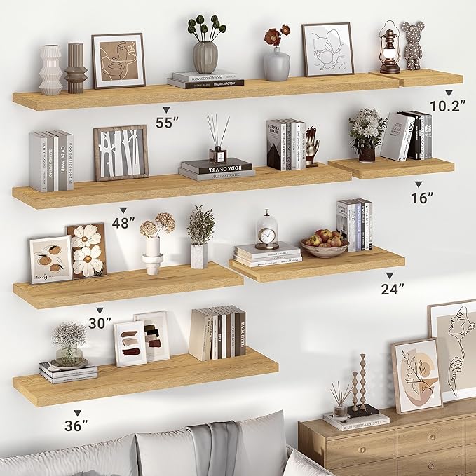 Vivelove 10" Deep Floating Shelves Over Toilet, 16" Wall Shelves for Bathroom Bedroom Kitchen Living Room Laundry Room, Moder