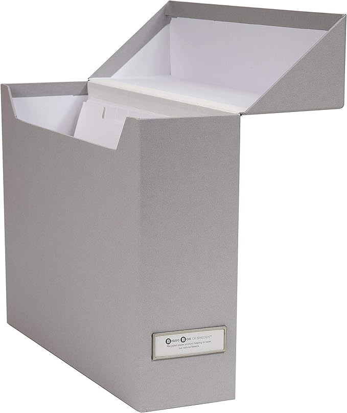 Bigso Lovisa Fiberboard Label Frame 12 File Storage Box - Document Organizer for Important Paperwork - Durable Hanging File B