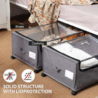 Under Bed Storage with Wheels, Rolling Under bed Storage with Metal Frame, Under Bed Shoe Storage for Space Saving, Zippered 