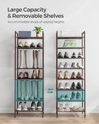 SONGMICS Narrow Shoe Rack - Sturdy 8 Tier Metal Tall Shoe Rack Shelf, Slim Shoe Storage Organizer for Closet Entryway Small S
