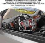 JeCar Steering Wheel Trim Covers Interior Accessories Compatible with Chevy Silverado/Tahoe/Suburban/Avalanche/GMC Yukon/GMC Sierra/Escalade 2007-2013 & Captiva 2012-2017, Red Carbon Fiber Finish