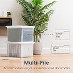 IRIS USA File Box, Plastic File Organizer with Lids for Letter/Legal File, Portable Document Box For Moving, Storage Bin with