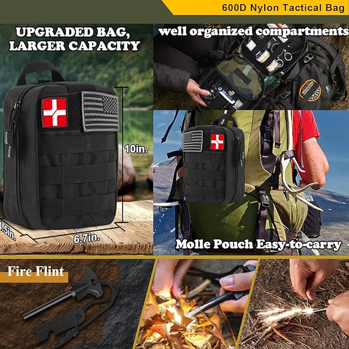 Abpir318 PCS Emergency Survival Kit, Survival Gear and Equipment First Aid Kit Med Supplies for Vehicles Travel Car Camping H