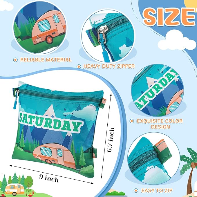 Paterr 7 Pcs Packing Cubes for Travel Kids Day of Week Compression Packing Bags Colorful Luggage Suitcase Organizers Bag for 