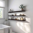 PHPH 48 Inch Wood Floating Shelves for Wall, Wooden Wall Shelves for Bedroom, Set of 4 Brown